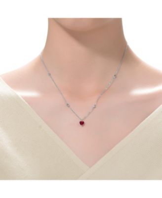 Gigi Girl Teens Sterling Silver White Gold Plated and Colored Cubic Zirconia Heart Necklace