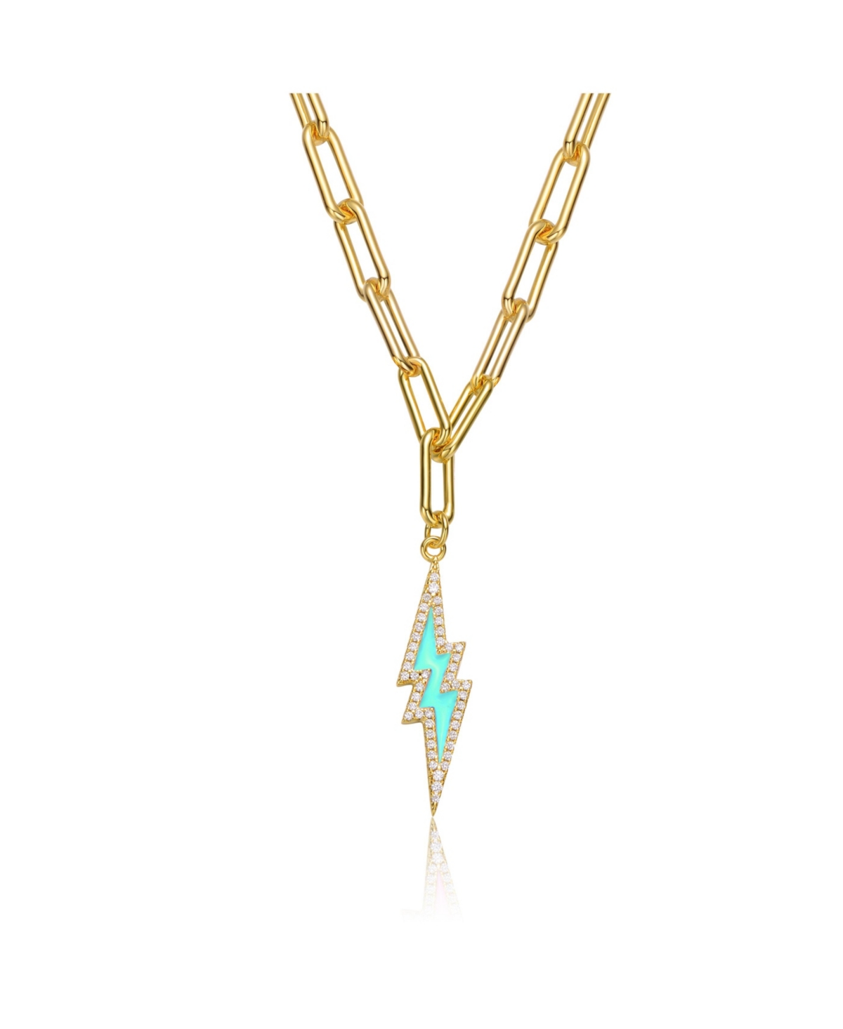 Gigi Girl Elegant Young Adults 14K Gold Plated with Colored Cubic Zirconia Charm Necklace - Blue