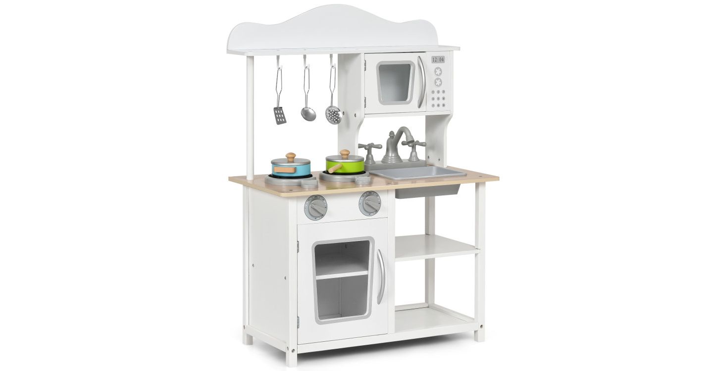 Детские игрушки Slickblue Sound and Light Kitchen Set with Accessories and Sink, от 3 лет, цвет: Белый — фото 1