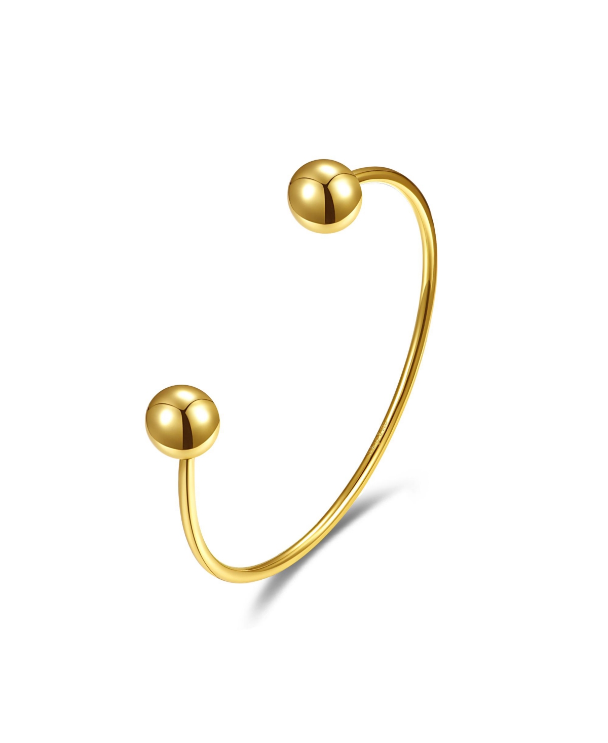 Gigi Girl Teens/Young Adults 14k Yellow Gold Plated Ball Capped Open Cuff Bangle Bracelet - Gold