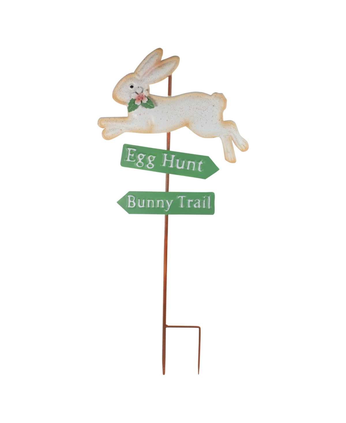 Shop Northlight 25.5" Easter Egg Hunt And Rabbit Trail Outdoor Metal Spring Yard Stake In White