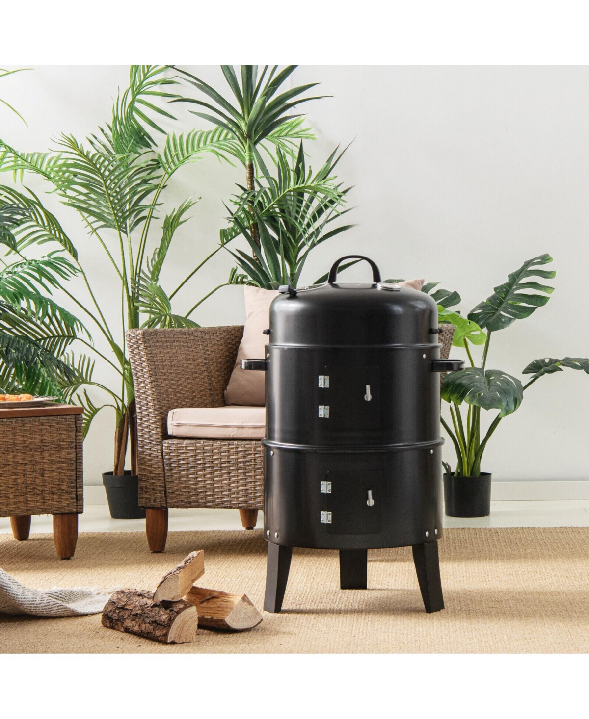 3-in-1 Charcoal Bbq Grill Cambo with Built-in Thermometer