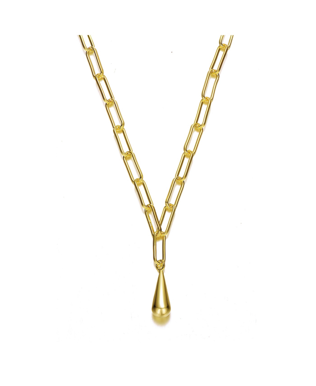 Classic Teens/Young Adults 14K Gold Plated Charm PaperClip Necklace - Gold