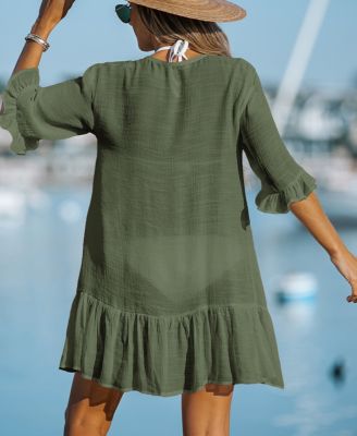 Women's Aubree Ruffled Swim Cover-Up Dress
