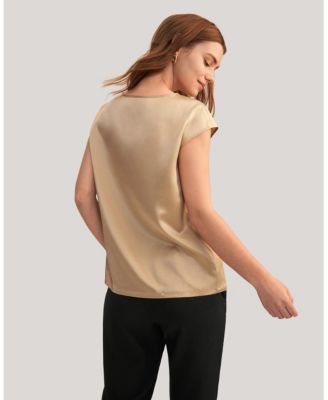 Women's Basic Cap Sleeves Silk Tee