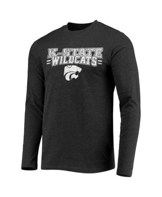 Men's Purple, Heathered Charcoal Distressed Kansas State Wildcats Meter Long Sleeve T-shirt and Pants Sleep Set