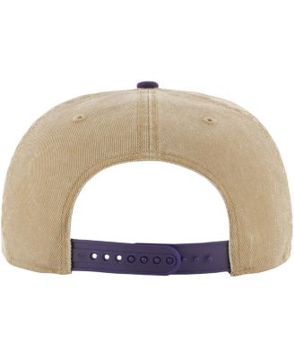 Men's Khaki, Purple Distressed Los Angeles Lakers Chilmark Captain Snapback Hat