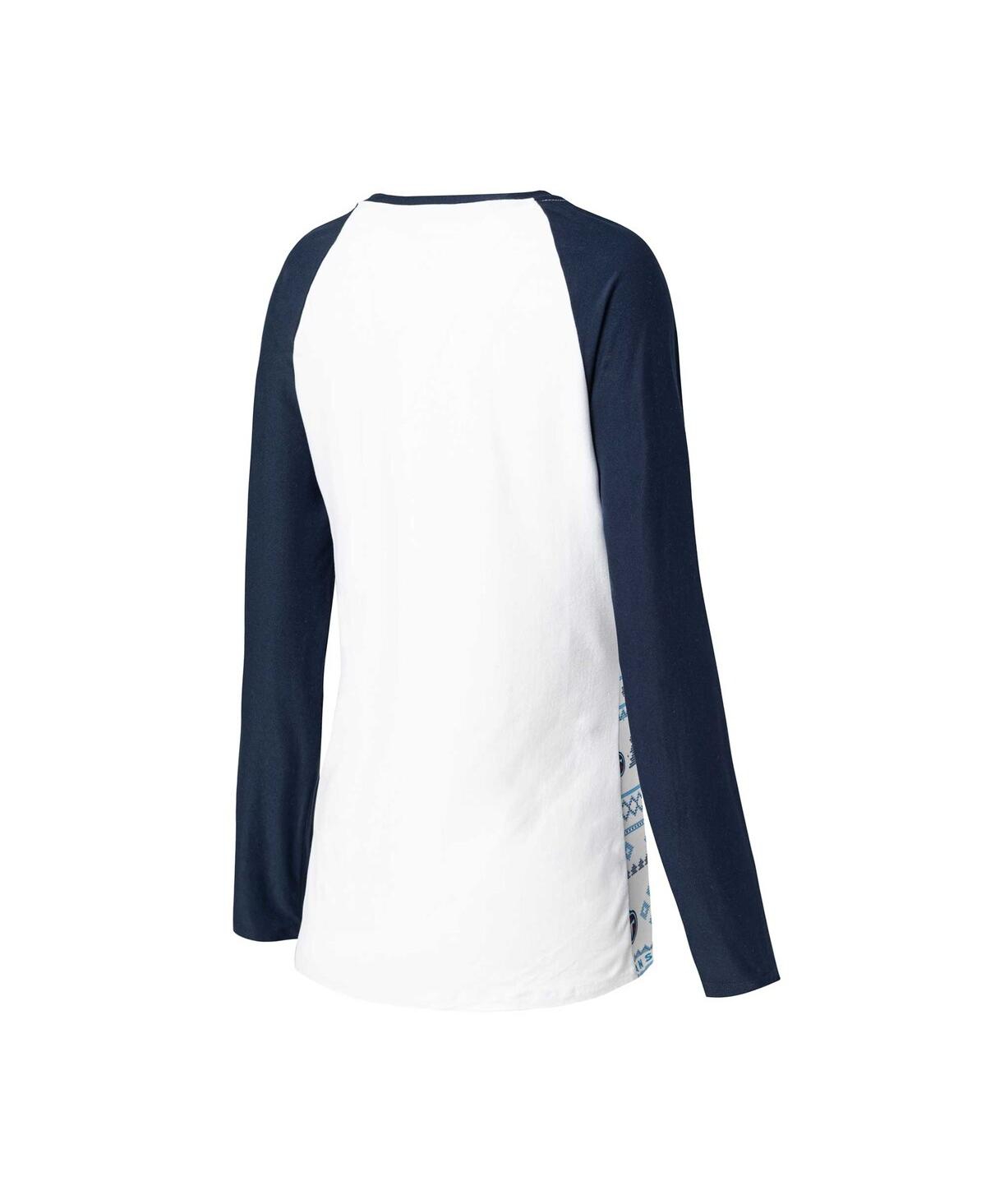 Women's Concepts Sport Navy Tennessee Titans TinselRaglan Long Sleeve T-shirt and Pants Sleep Set - Navy