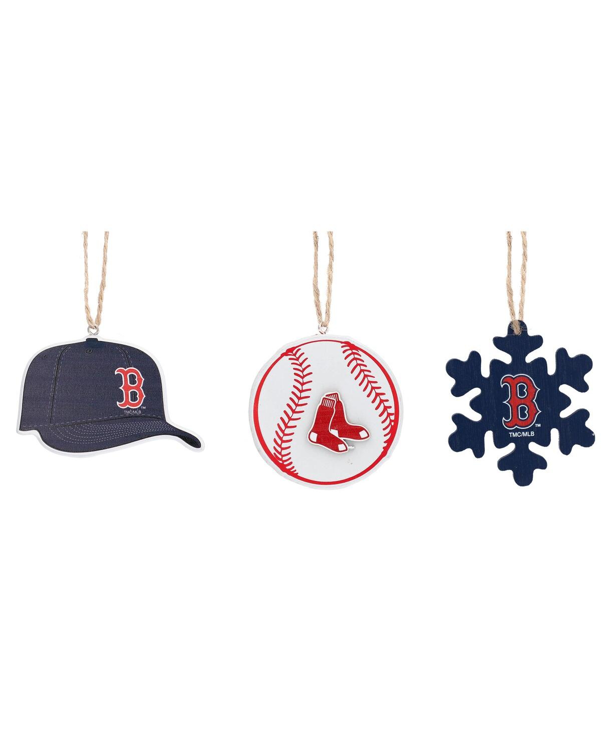 The Memory Company Boston Red Sox Three-Pack Cap, Baseball and Snowflake Ornament Set - Multi