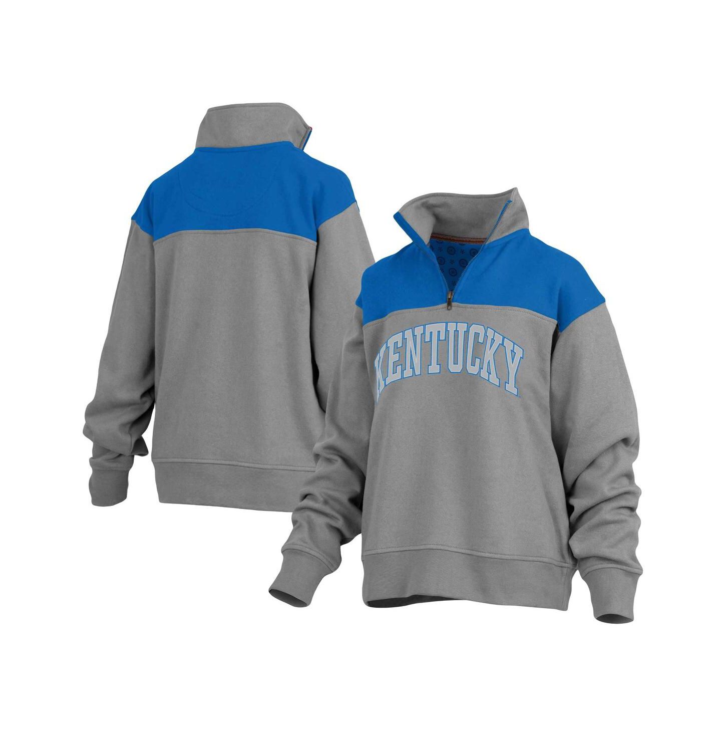 Женская куртка Pressbox Gray Kentucky Wildcats Avon Fleece Quarter-Zip — фото 1