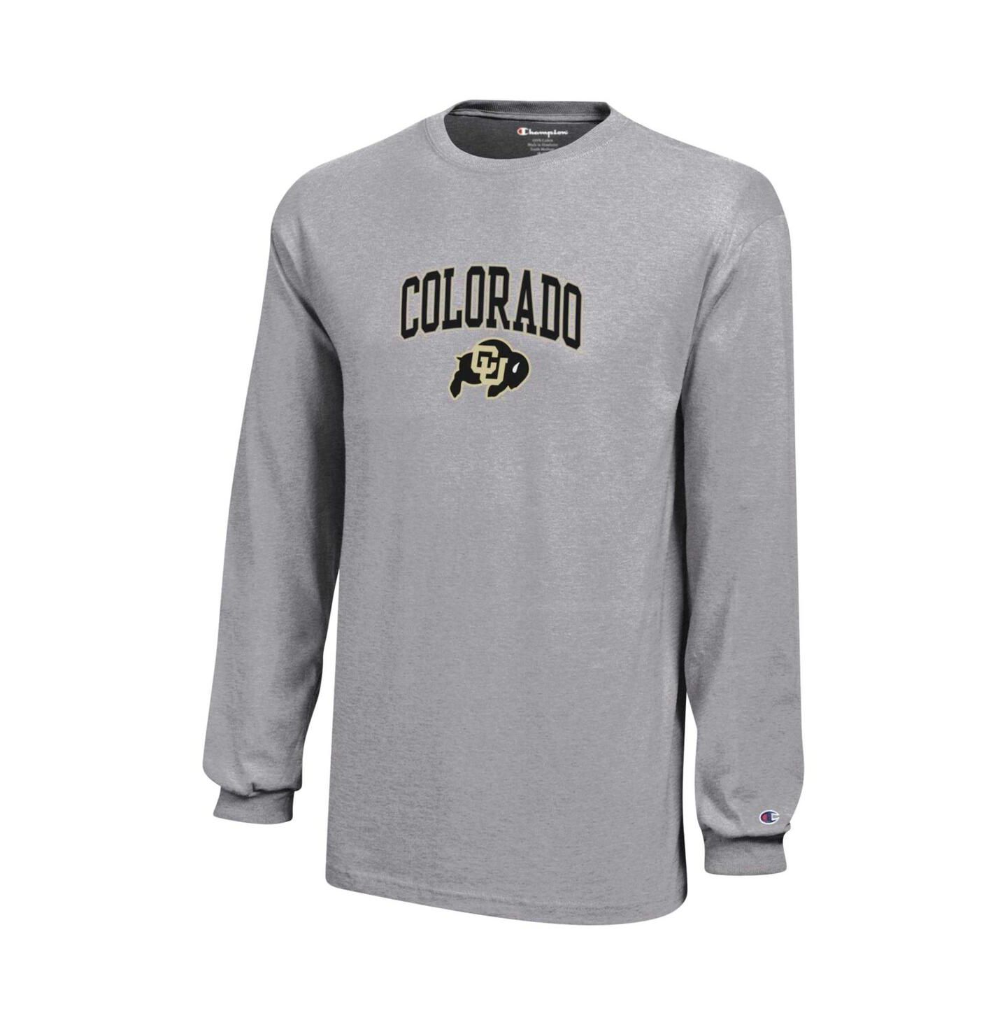 Футболка Champion Gray Colorado Buffaloes Arch Over Logo Long Sleeve Jersey T-shirt для мальчиков — фото 3
