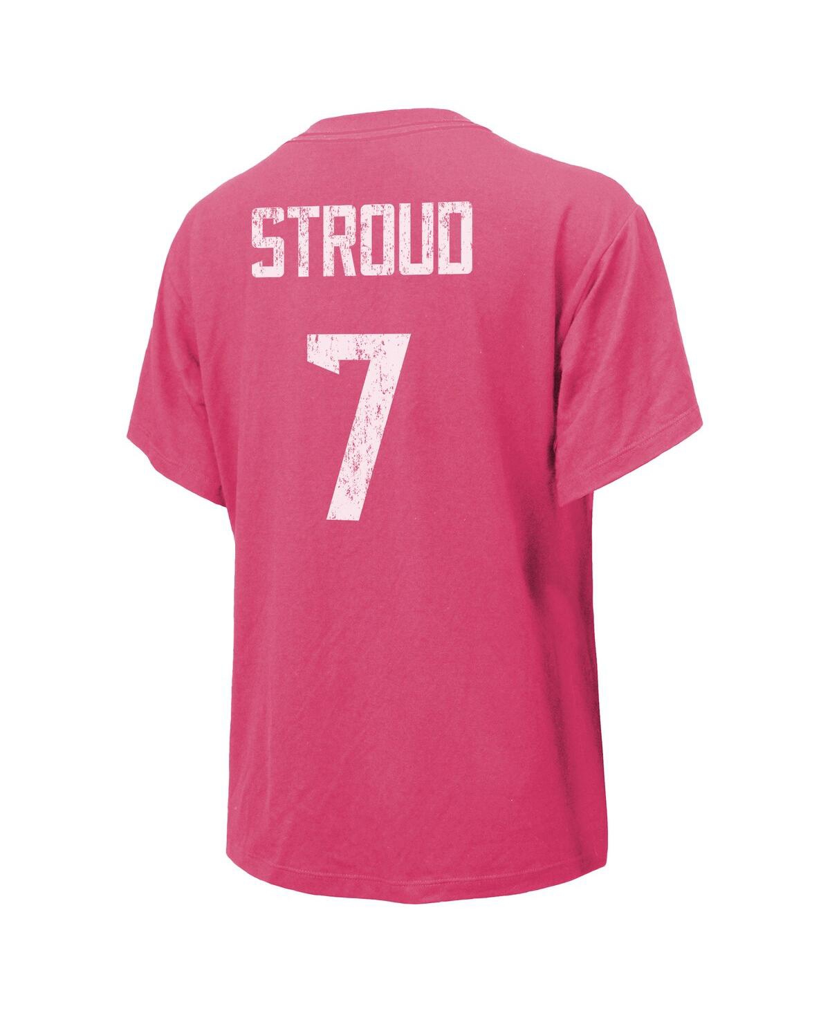 Women's Majestic Threads C.j. StroudDistressed Houston Texans Name and Number T-shirt - Pink
