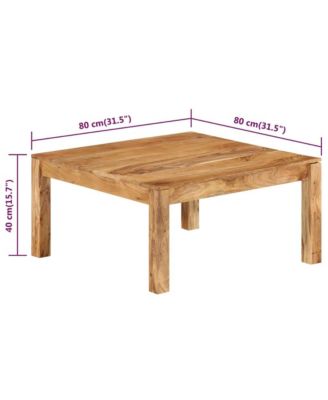 Coffee Table 31.5"x31.5"x15.7" Solid Acacia Wood