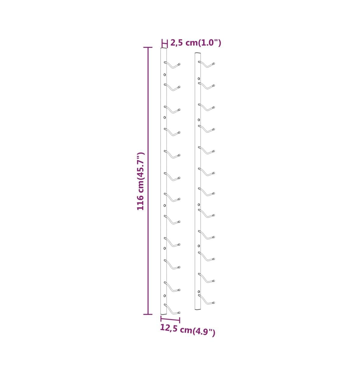 Wall Mounted Wine Rack for 12 Bottles 2 pcsIron - White