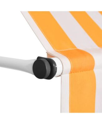 Manual Retractable Awning 98.4" Orange and White Stripes