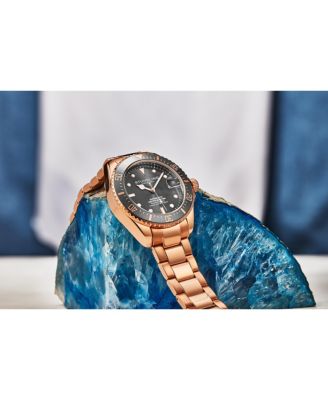 Men's Automatic Diver Watch, Gold IP Case, Black Dial, Gold IP Stainless Steel Bracelet