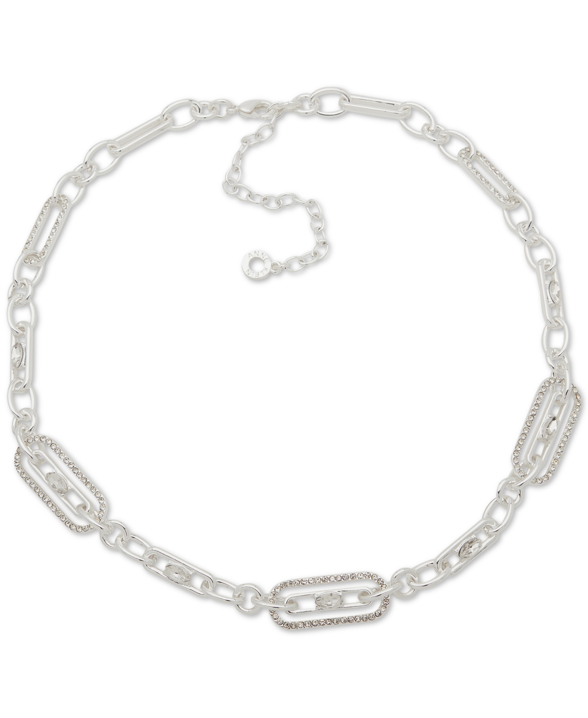 Shop Anne Klein Silver-tone Crystal Link Collar Necklace, 16" + 3" Extender