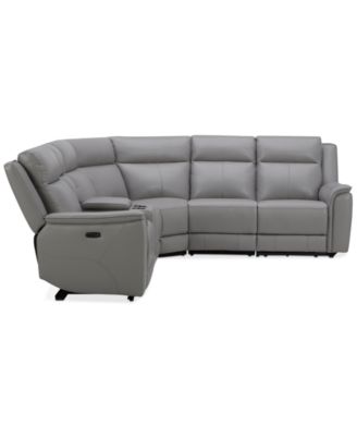 Addyson 117" 6-Pc. Leather Sectional with 3 Zero Gravity Recliners with Power Headrests & 1 Console, Created for Macy's