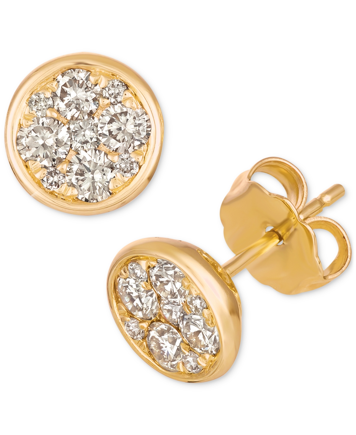 Strawberry & Nude Diamond Cluster Stud Earrings (1/2 ct. t.w.) in 14k Rose Gold (Also Available in Yellow Gold) - Yellow Gold