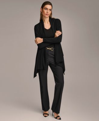 Women's Long-Sleeve Drape-Front Cardigan
