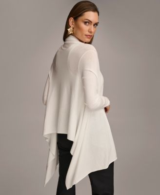 Women's Long-Sleeve Drape-Front Cardigan