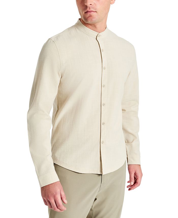 Kenneth Cole Men's Slim-Fit Performance Stretch Textured Band-Collar Button-Down  Shirt - Macy's