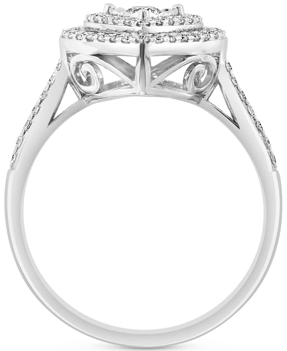 Effy Diamond Halo Heart Ring (1/3 ct. t.w.) in 14k White Gold - 14K White Gold