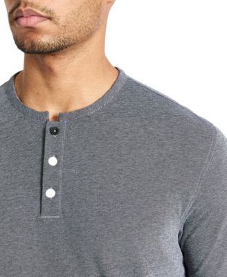 Men's 4-Way Stretch Heathered Stand-Collar Piqu&eacute; Henley