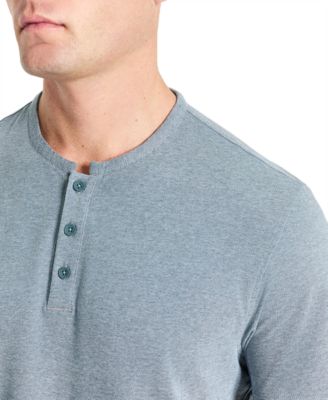 Men's 4-Way Stretch Heathered Stand-Collar Piqu&eacute; Henley