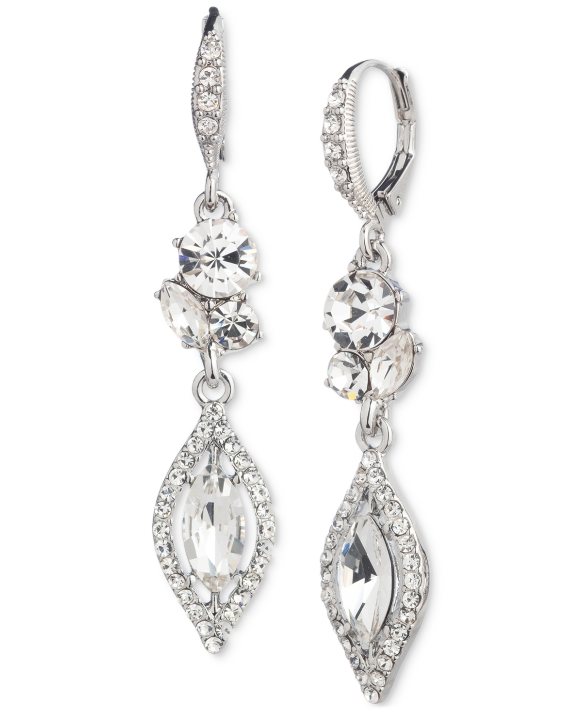 Gold-Tone Pave & Color Crystal Double Drop Earrings - White