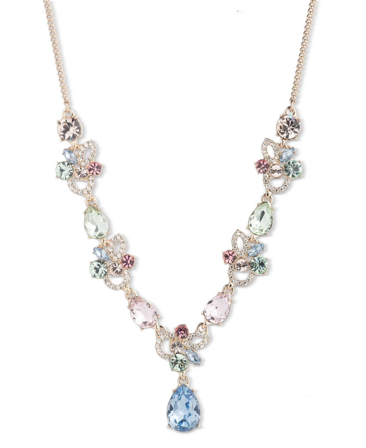 Crystal Petal Pendant Necklace, 16" + 3" extender - White