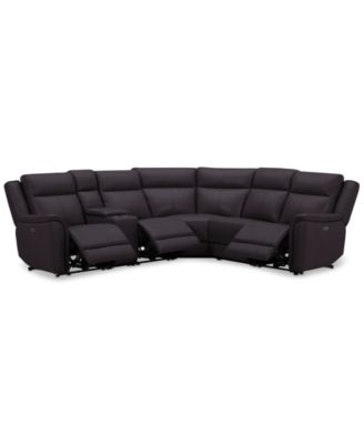 Addyson 117" 6-Pc. Leather Sectional with 3 Zero Gravity Recliners with Power Headrests & 1 Console