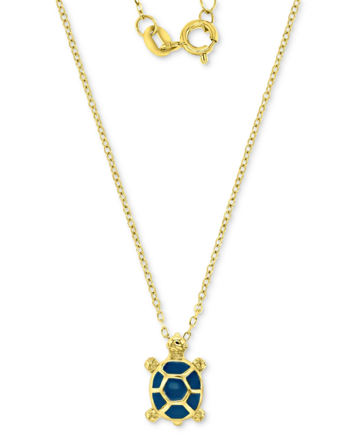Shop Macy's Enamel Turtle 18" Pendant Necklace In 14k Gold-plated Sterling Silver