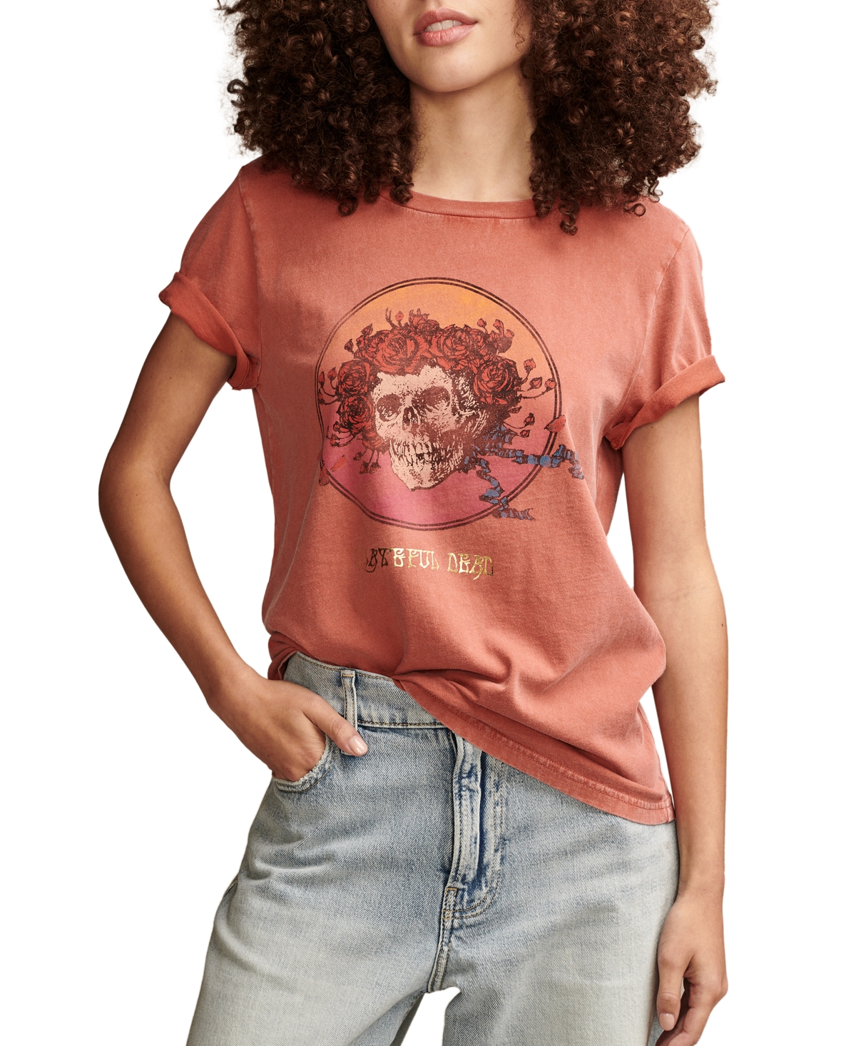 Shop Lucky Brand Women's Grateful Dead Cotton Skull Graphic T-shirt In Ketchup