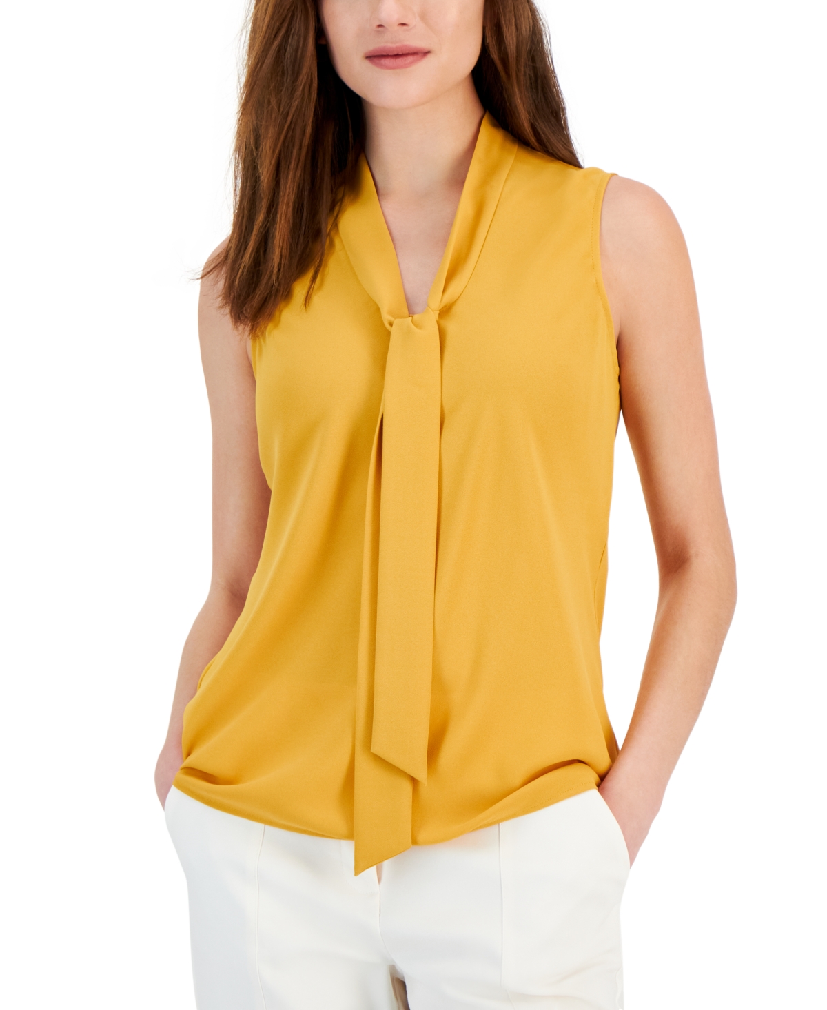 Shop Kasper Women's Sleeveless Tie-neck Top, Regular And Petite Sizes In Gold Signature