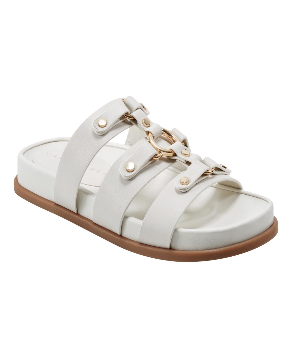 Shop Marc Fisher Ltd Women's Verity Slip-on Strappy Casual Sandals In Ivory Leather
