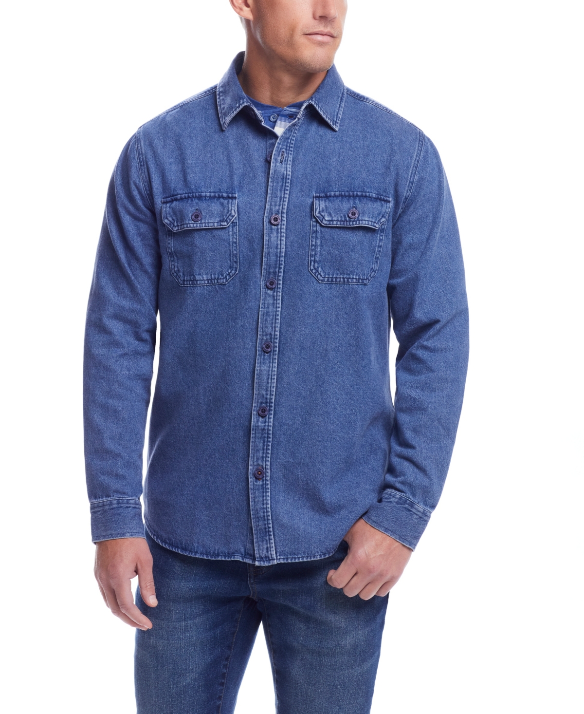 Men's Denim Overshirt Jacket - Acid Blue