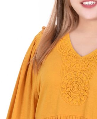 Plus Size 3/4 Sleeve Knit Gauze Top