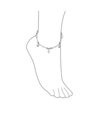 Multi Jingle Bells And Hearts Dangle Charms Anklet Pattilu India Ankle Bracelet Sterling Silver Adjustable 9 To 9.5 Inch With Extender