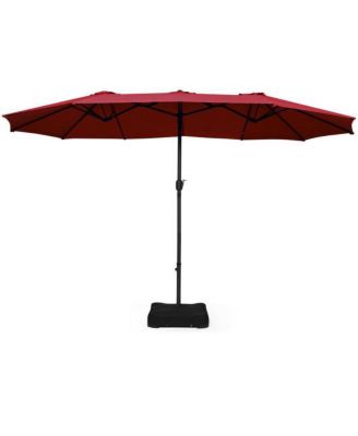 15 ft Extra Large Patio Double Sided Umbrella with Crank and Base
