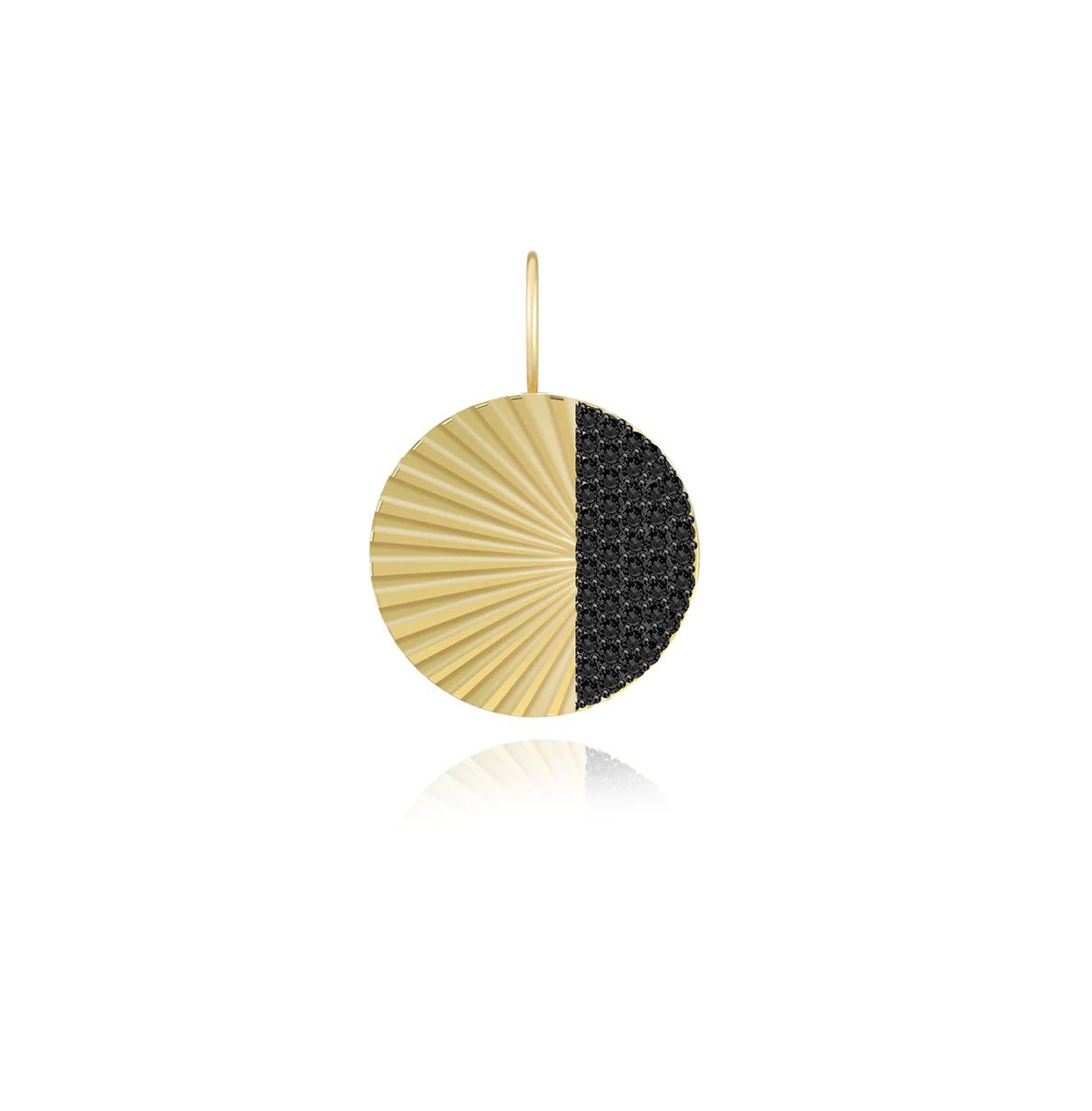 Aj by Alev Fluted Side Pave Round Charm - Gold