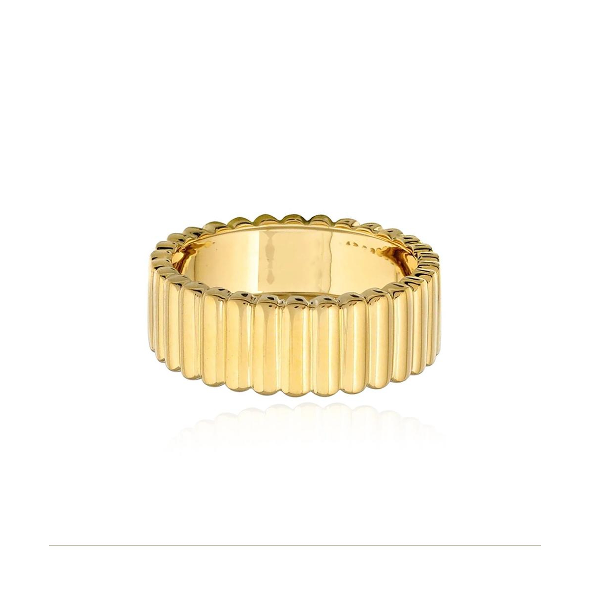 Aj by Alev Thick Striped Gold Ring - Gold