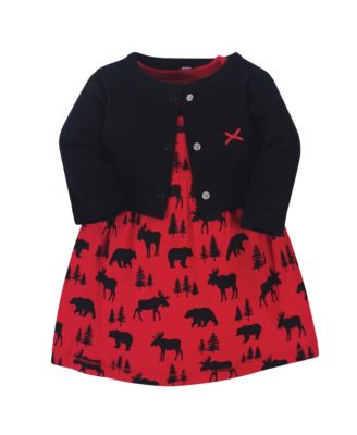 Baby Girls Hudson Comfortable Cotton Dress and Matching Cardigan Set