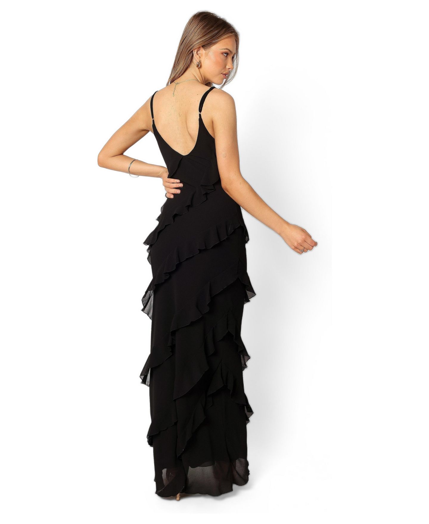 Женское платье Petal and Pup Ciao Ruffles Maxi, цвет: Чёрный, вариант 1 — фото 2