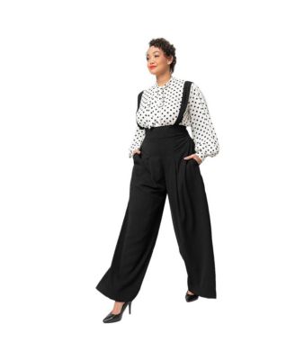 Unique Vintage Plus Size Wide Leg Rochelle Suspender Pants Macy s