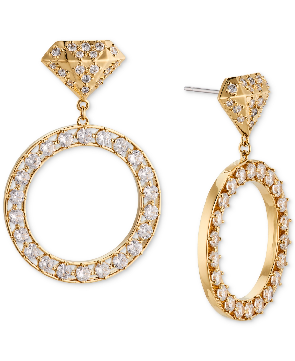 Ajoa By Nadri Cubic Zirconia Diamond Ring Design Drop Earrings In Gold