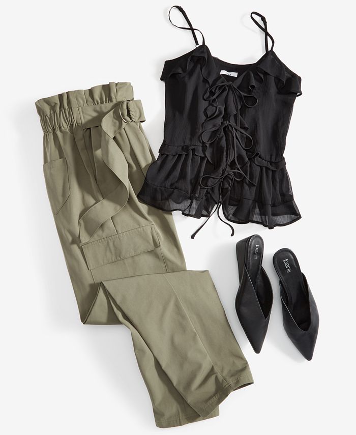 Bar III Women's Ruffled Tank Top & Belted Cargo Pants, Created for Macy