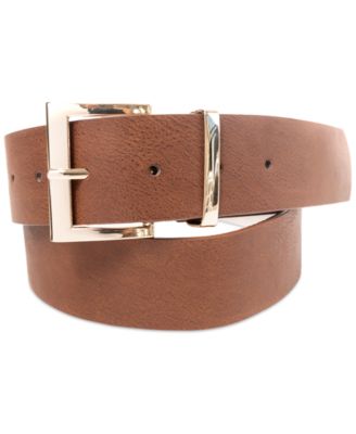 Women's Square-Buckle Faux-Leather Belt (small, brown), Created for Macy's