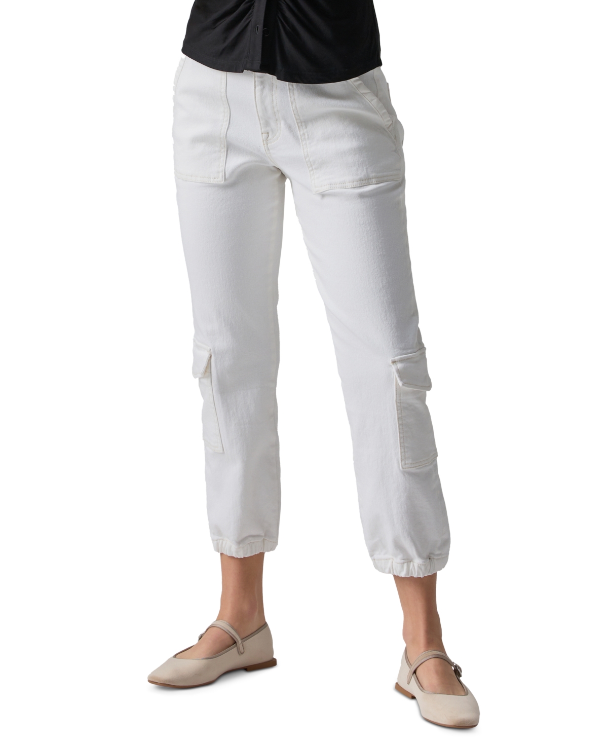 Sanctuary Cotton Blend Brooklyn Cargo Pants In Winter White