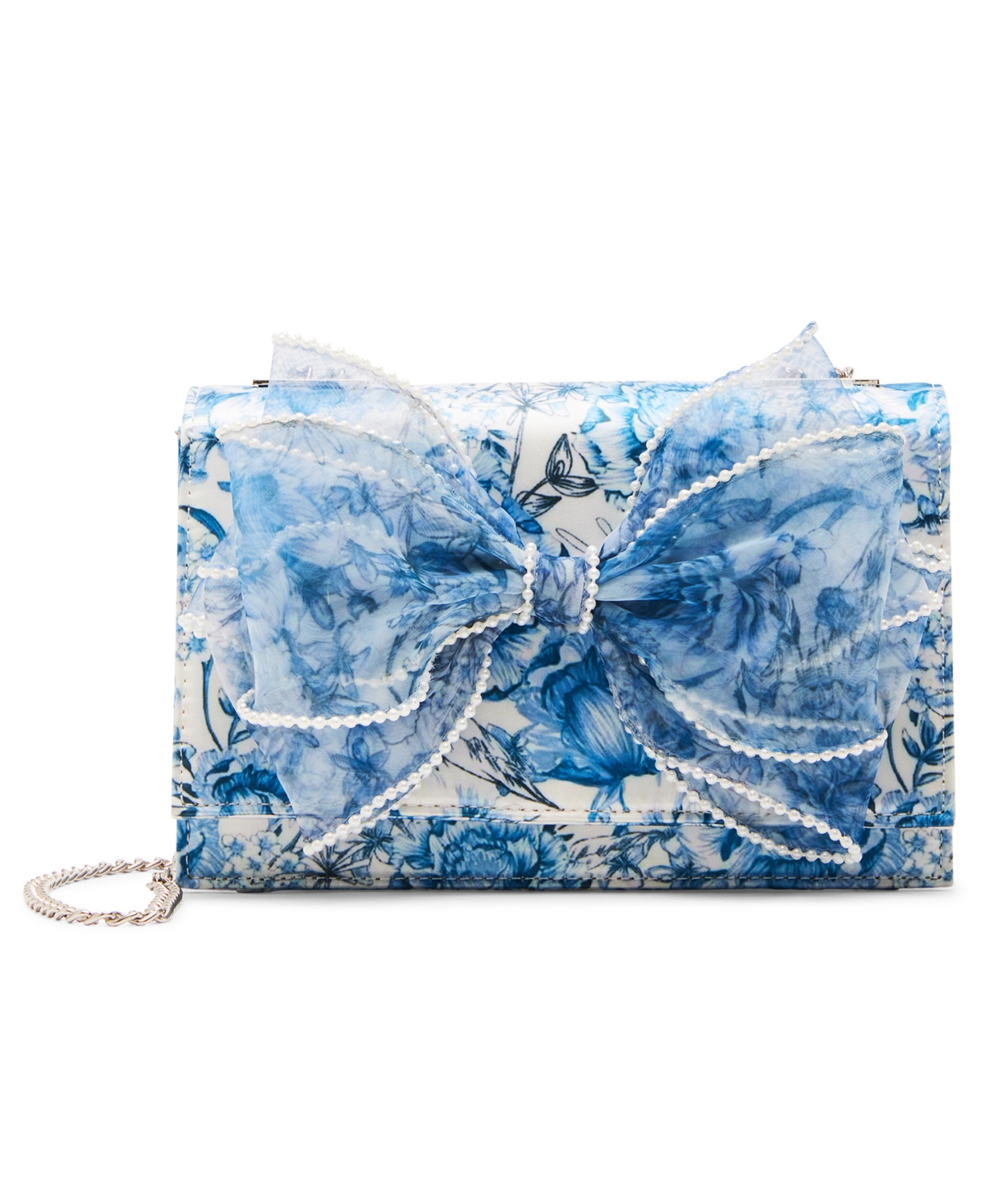 Shop Betsey Johnson Imitation Pearl Trimmed Bow Bag In Blue